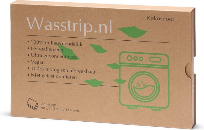 Wasstrips 32 Wasbeurten Kokosnoot – Wasmiddeldoekjes – Wasvellen – Wasdoekjes – Detergent Sheets – Laundry Strips