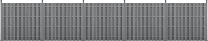 WPC Schuttingpaneel 11 planken met palen 185x932 cm grijs