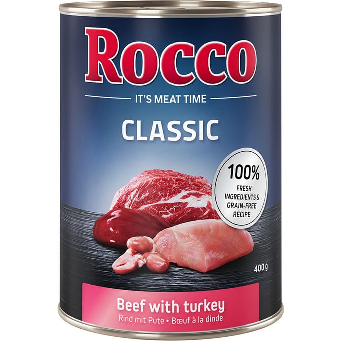 6x400g Rund met Kalkoen Rocco Hondenvoer