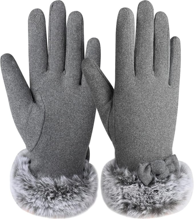 Vrouwelijke Winterhandschoenen - Gebreide Touchscreen Handschoenen met Winddichte Fleecevoering