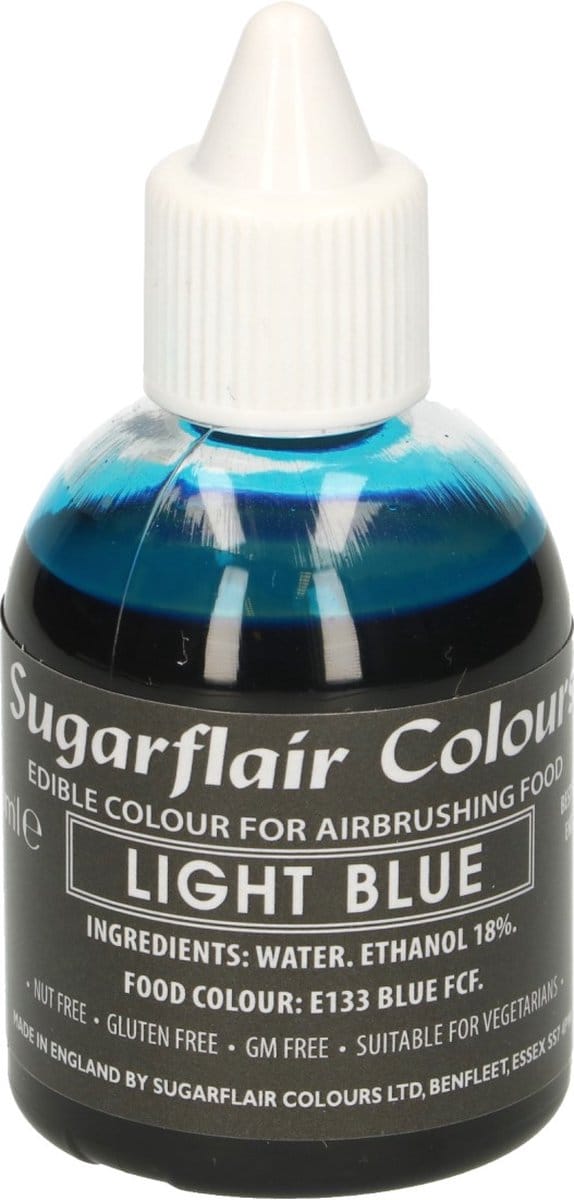 Sugarflair Airbrush Kleurstof - Lichtblauw - 60ml - Eetbare Kleurstof