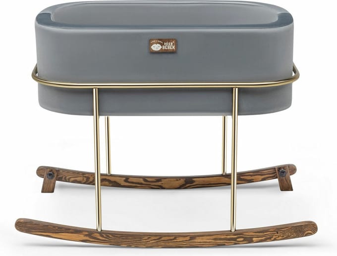 Asir Wieg - Grijs Goud - 90 x 70 x 58 cm - Inclusief matras