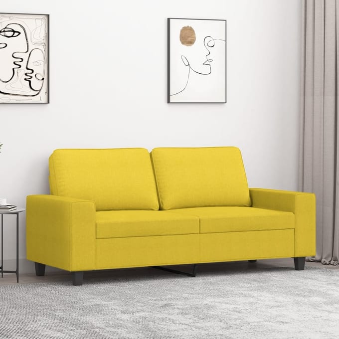 vidaXL - Tweezitsbank - 140 - cm - stof - lichtgeel
