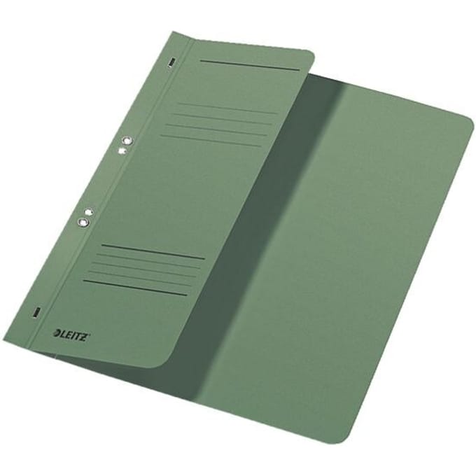 Snelhechtmap Leitz 3740 A4 1/2 voorblad + 2 gaats 250gr karton groen 50ST