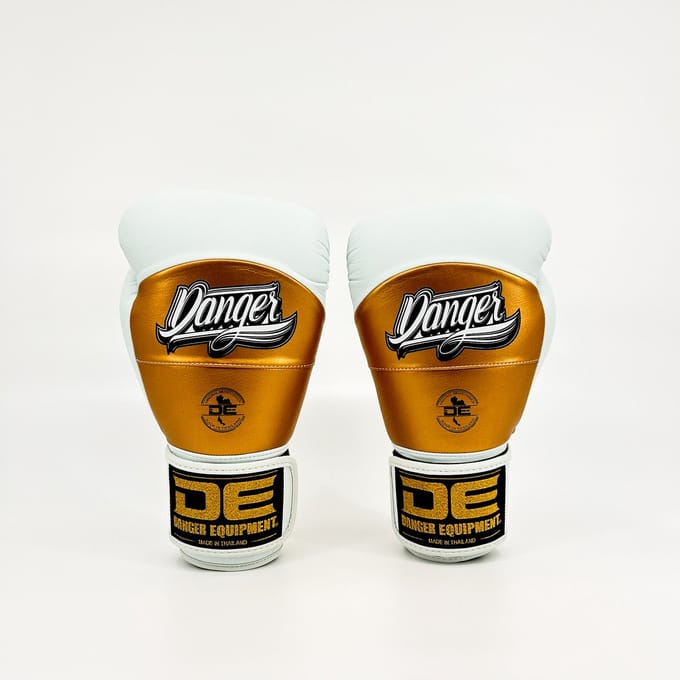 Danger Reborn Bokshandschoenen - microfiber - Wit/Goud 14 oz