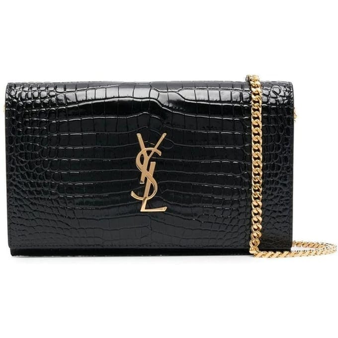 Saint Laurent Cassandre portemonnee met ketting van leer met krokodillenprint