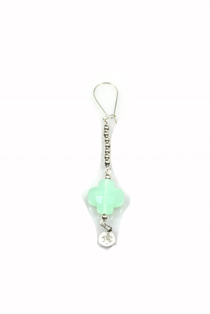 Heaven Eleven - oorbel - 925 zilver met mintgroene bloem