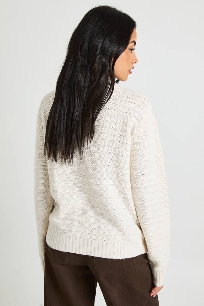 boohoo Dames Gebreide cardigan met ritssluiting en getextureerd kraagdetail | Creme | Maat: Medium