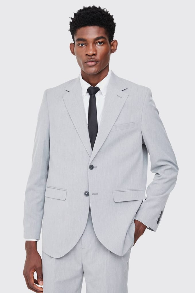 Single Breasted Straight Fit Suit Jacket | Grey | Size 48