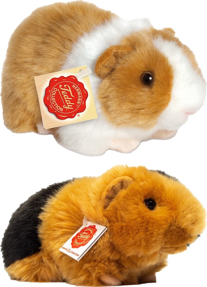 Hermann Teddy Knuffeldier Cavia set 2x stuks - zachte pluche - premium knuffels - 20cm - Kleurenmix