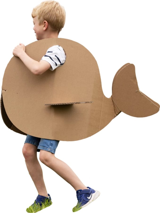 Kartonnen walvis verkleedkostuum - 97 x 58 cm - Kartent