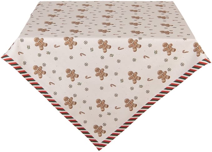 Clayre & Eef Tafelkleed 100x100 cm Beige Katoen Gingerbread man
