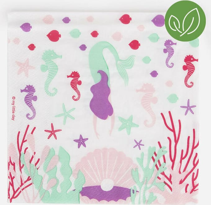 Servetten Zeemeermin | Zee | 20 stuks | 33 x 33 centimeter