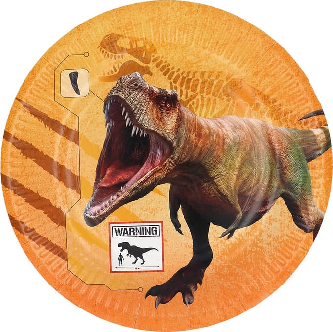 Boland - Set 8 papieren bordjes T-rex - Dino's - Dino - Kinderfeestje