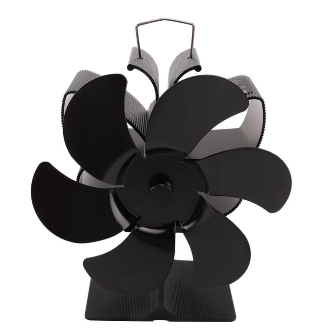 Warmte-aangedreven Kachelventilator 6 Bladen Openhaardventilator Thermische Kracht Hittebestendig Energiebesparend black