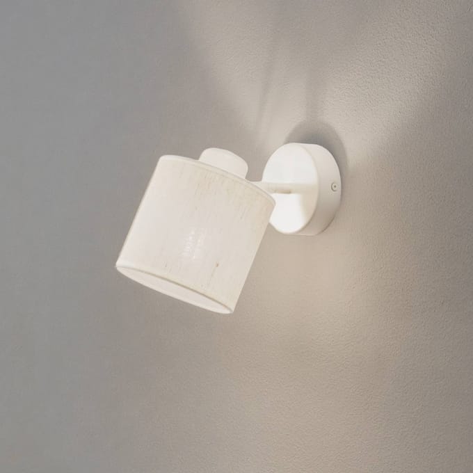 Argon Wandlamp Suerte, crèmewit, linnen textiel, 18 cm hoog, E14
