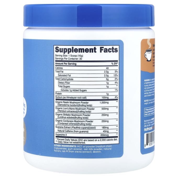 Nutricost, NutriZen™, Focus, Adaptogene Paddenstoeldrank, Café Latte, 288g (10,3 oz)