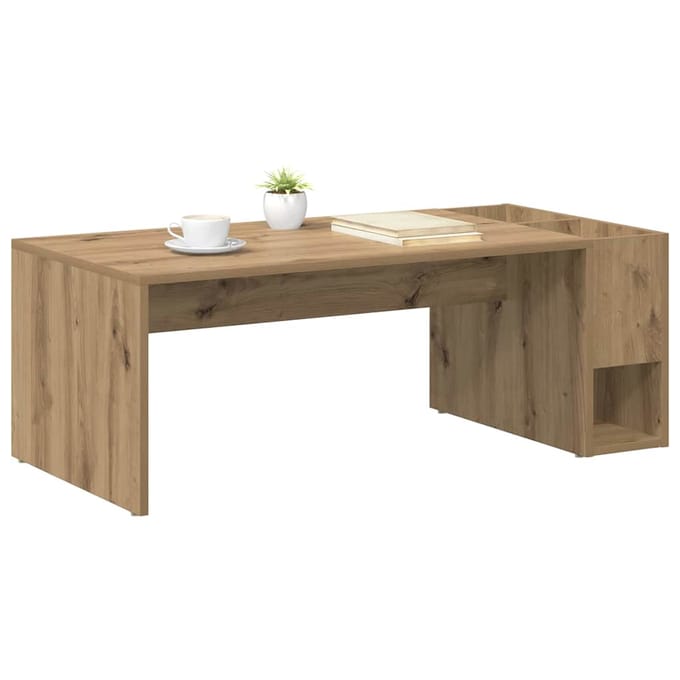 vidaXL - Salontafel - Artisan - Eiken - 101,5 - x - 50 - x - 37 - cm - Bewerkt - hout