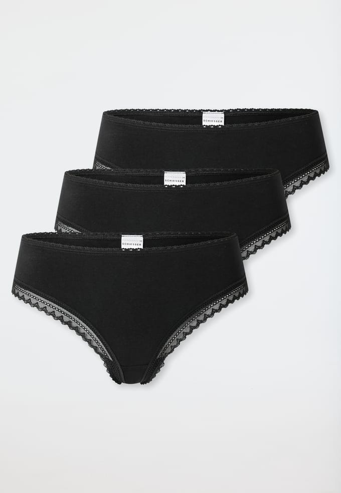 Schiesser 3PACK Cheeky String Modern Multipacks - Dames Onderbroek zwart