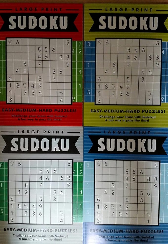 Grote Letter Sudoku Puzzelboek: Makkelijk, Gemiddeld en Moeilijk Niveau