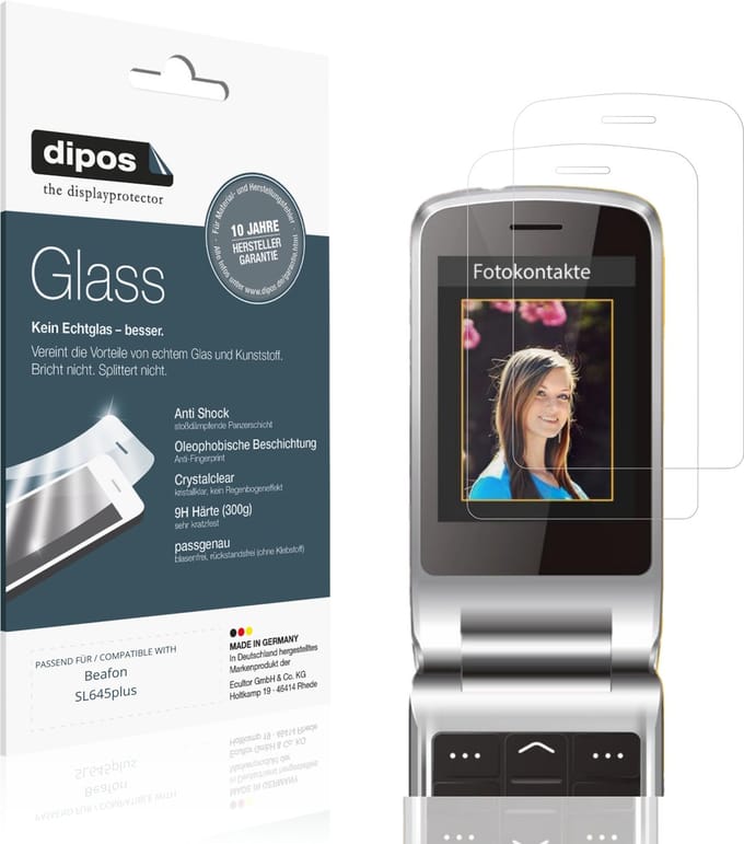 dipos – 2x Pantserfolie geschikt voor Beafon SL645plus | 9H Screenprotector