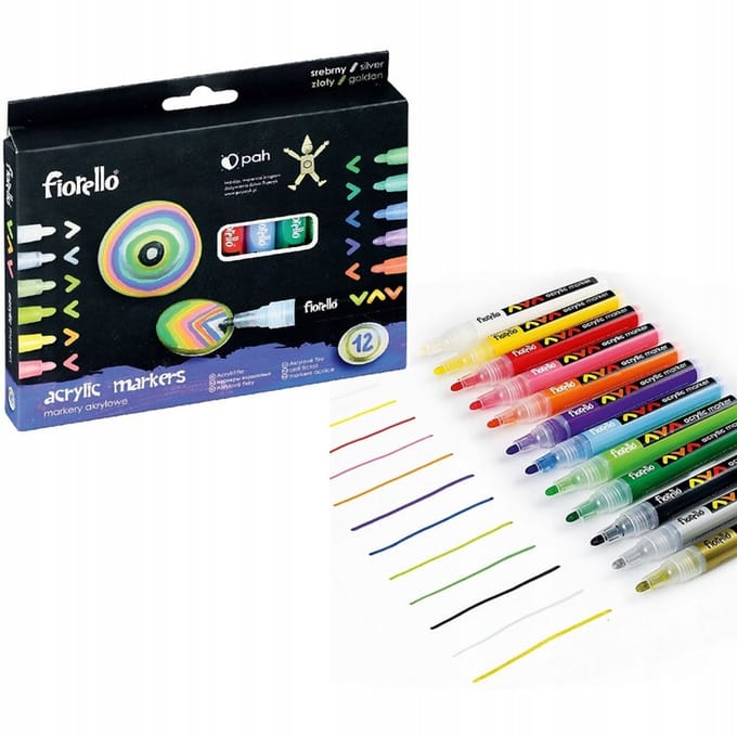 Fiorello Acryl Markers - 12 Levendige Kleuren