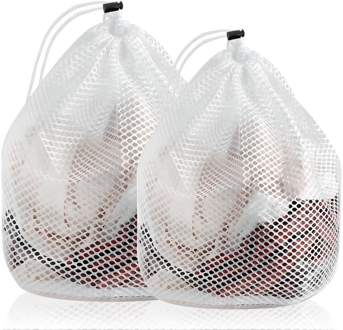 Dailygoods- Waszak - 2 Stuks - Duurzaam Polyester - Mesh Waszakken