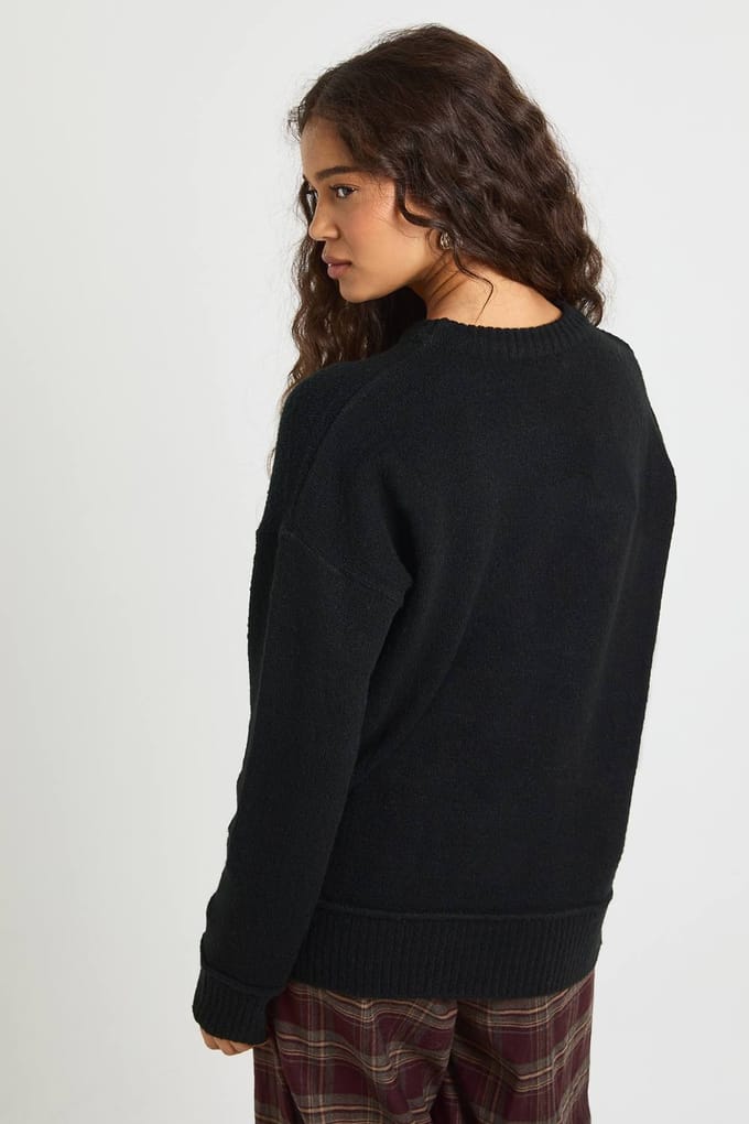 boohoo Dames Ronde hals gebreide trui | Black | Maat: Small