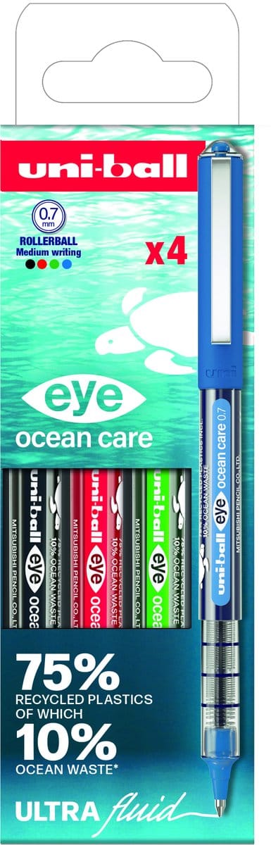 Rollerpen Uni-ball Eye Ocean Care medium assorti 4 stuks