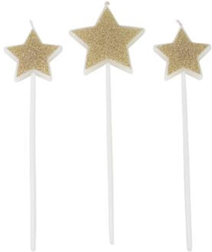ARTYFETES - 3 ster glitter kaarsjes op prikker