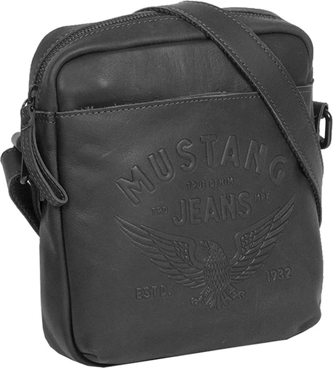 MUSTANG Leren Schoudertas Valencia Sion Shoulder Bag Black Zwart