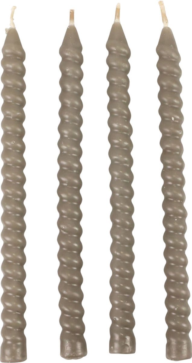 Mica Decorations - Twist kaars d.groen 4 stuks - h18xd1,4cm