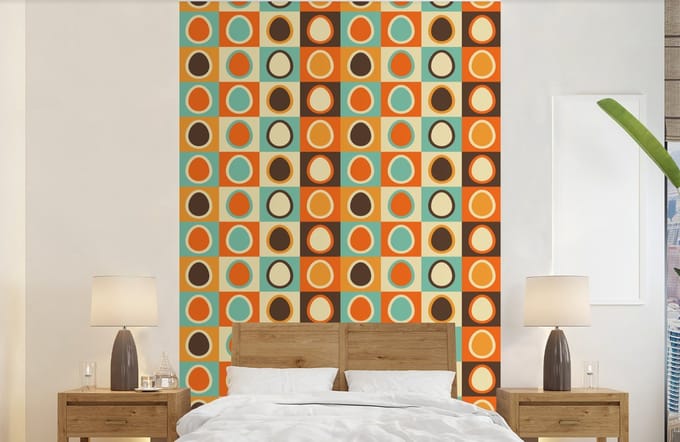 Behang - Fotobehang Retro - Patronen - Ei - Breedte 140 cm x hoogte 220 cm