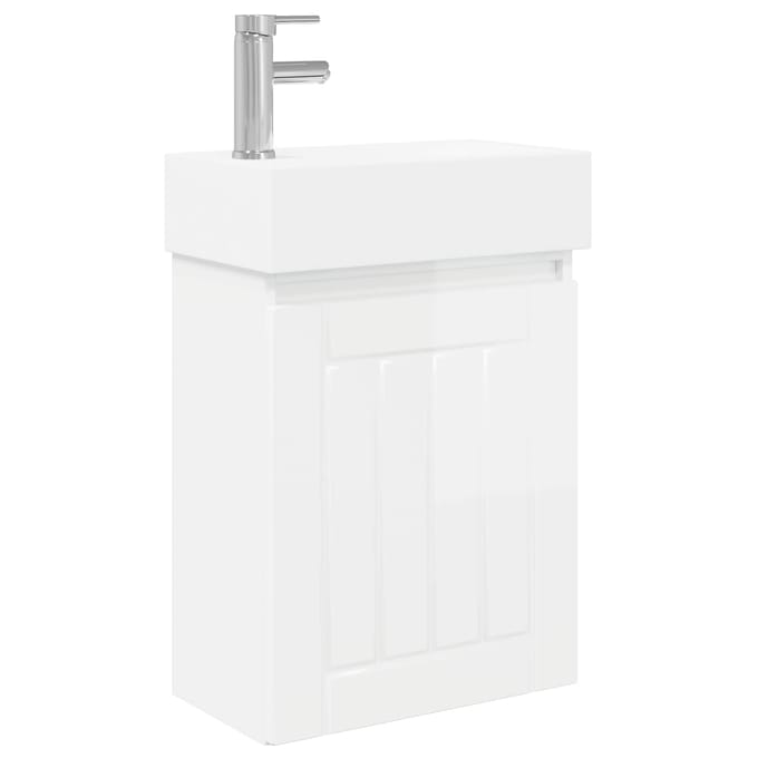 vidaXL - Badkamermeubel - met - kraan - Hoogglans - Wit - 45,5 - x - 25,5 - x - 84 - cm