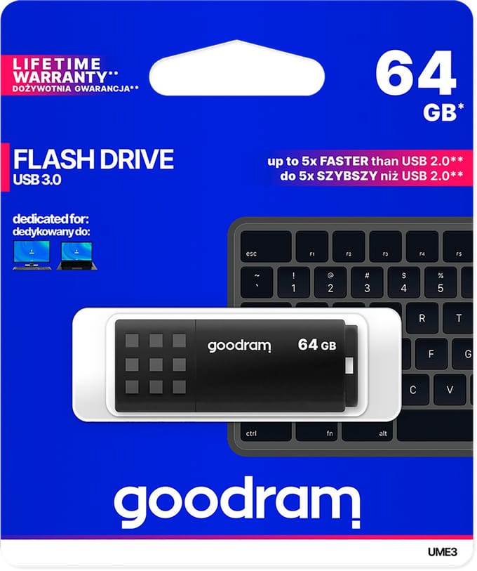 GoodRam - USB Geheugenstick - UME3 - USB 3.2 - 64 GB - Zwart