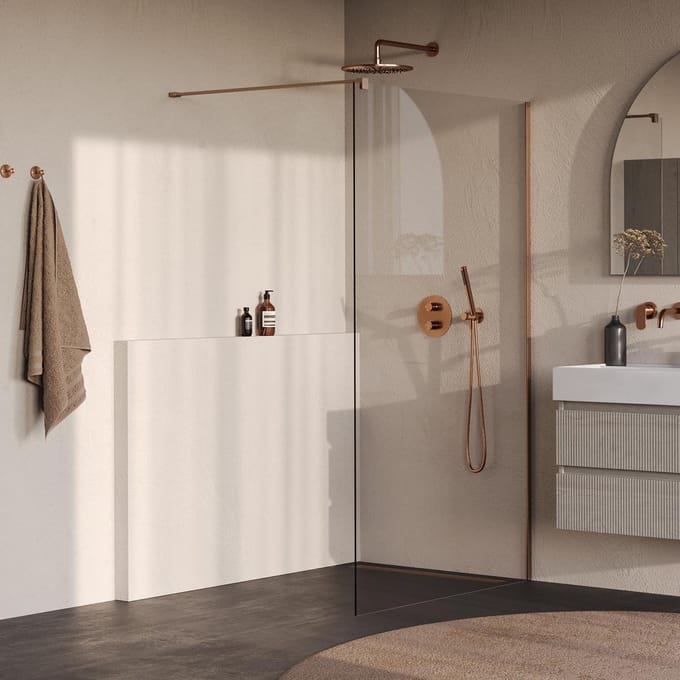 Brauer Oblivion - Inloopdouche - Helder Glas - 110 x 200 cm - incl. Glascoating - PVD Koper Geborsteld