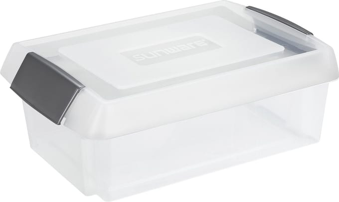 Sunware opslagbox - 30 liter - transparant - 60 x 40 x 17 cm - kunststof - met afsluitbare extra hoge deksel