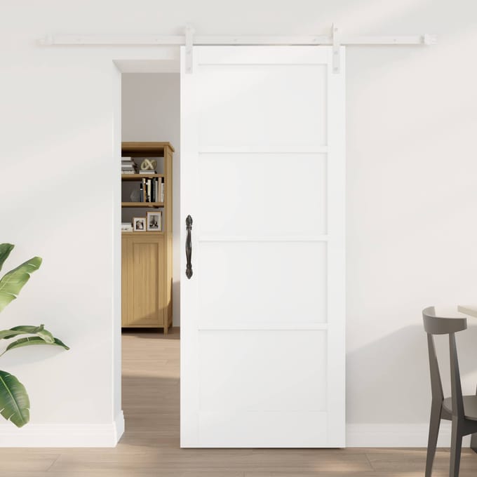 vidaXL - Schuifdeur - 83 - x - 202 - cm - Massief - grenenhout - Wit