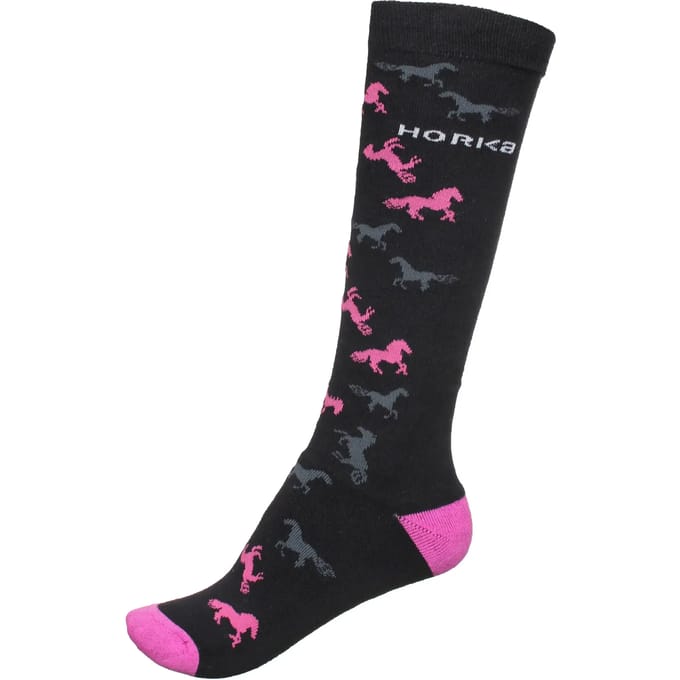 Horka - Paardrijsokken - Zwart Roze - Maat 39-42