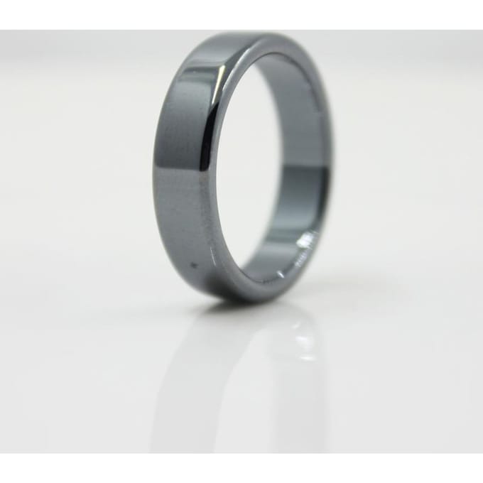 Mode Sieraden Grade AAA Kwaliteit Gladde 6 mm Breedte Platte Hematiet Ringen 10 zwart