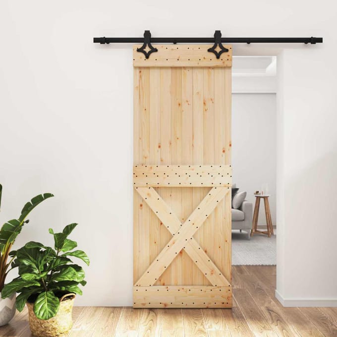 vidaXL - Schuifdeur - 80 - x - 210 - cm - Massief - Pine - Hout - (Onbehandeld)