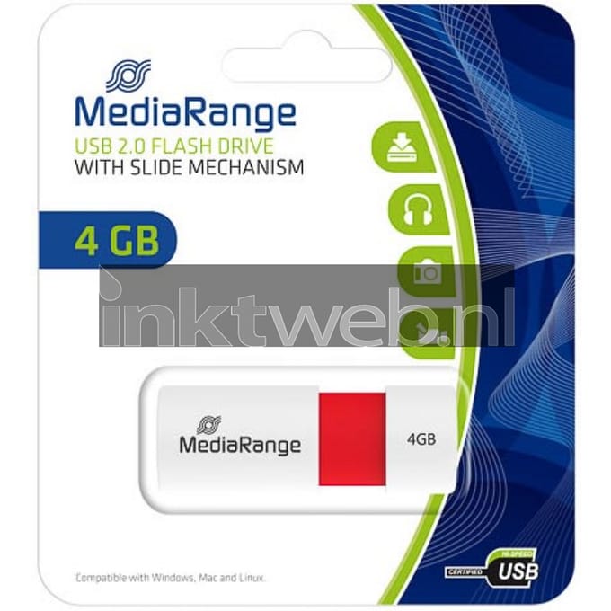 MediaRange USB flash drive 4GB color edition rood (Origineel)