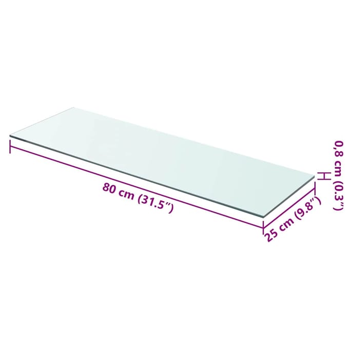 vidaXL - Wandschap - transparant - 80x25 - cm - glas