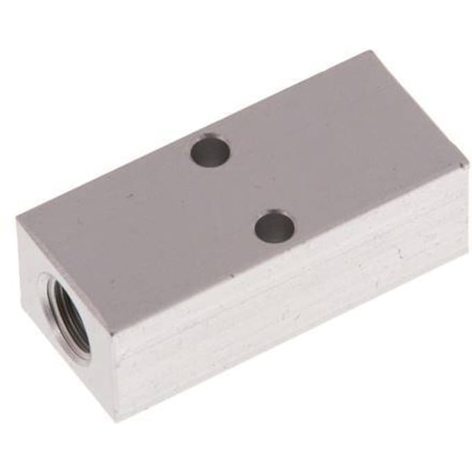 2xG 1/8'' x 2xM5 Aluminium Verdeelblok Eenzijdig 16 Bar