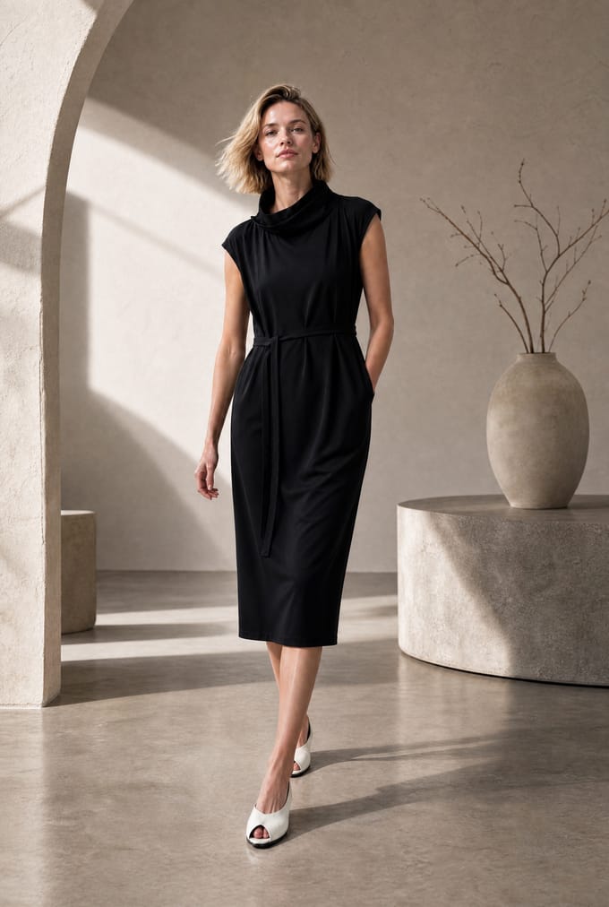 Liane dress technical jersey | Black - Black / S