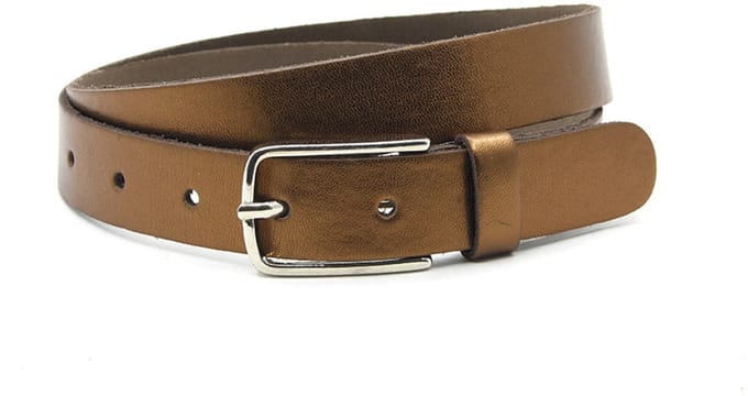 Damesriem brons - Smalle leer (metallic) riem 3cm met zilveren gesp - Leer (Metallic) - Smalle riem - Casual - Maat 100