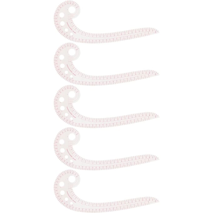 5 stuks Komma Vormige Curve Liniaal Transparant 3231 DIY Franse Naa Liniaal voor Patroon Linialen Naaien white