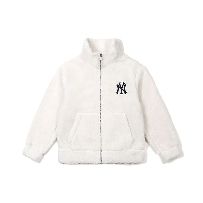 Veste MLB en polaire d'agneau à col montant Unisexe Ivoire 31JPF3061-50I S white
