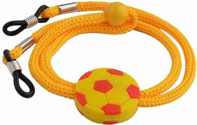 Fako Bijoux® - Brillenkoord - Kids - Nylon - Voetbal - Geel
