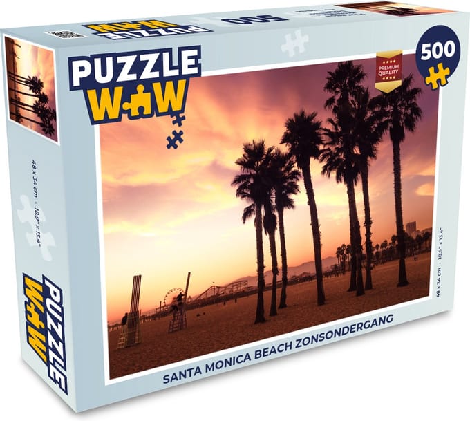 Puzzel Santa Monica Beach zonsondergang - Legpuzzel - Puzzel 500 stukjes